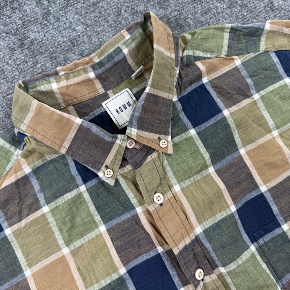 ROWM Button Down Shirt Size 3XB Multicolor Plaid Short Sleeve Men's